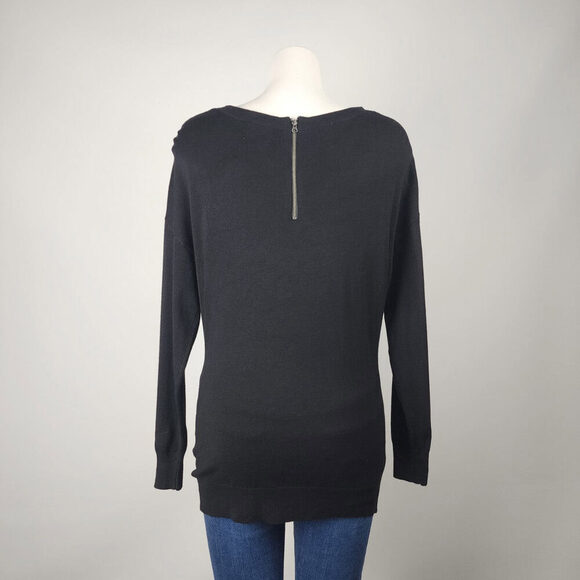 One Fashion By Vero Moda Black Ribbed Knit Cowl Neck Sweater Size M - Picture 5 of 8